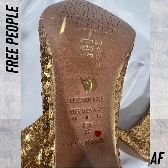 FREE PEOPLE BY VINCENZA AFTER MIDNIGHT SEQUINED BOOTS IN GOLD NEW SIZE 8 - Picture 5 of 6